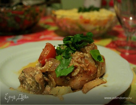 Курица в белом вине со сливками Курица в белом вине со сливками