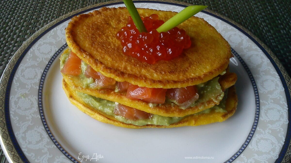 Оладьи из тыквы с семгой