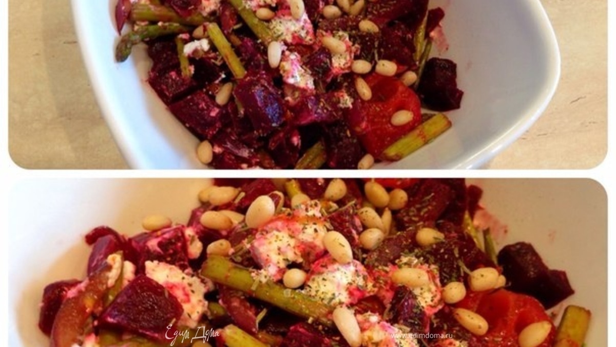 Салат из печеной свеклы с козьим сыром