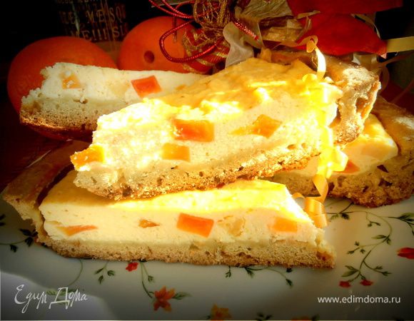 Утренняя ватрушка "Фруктовый коктейль в творожке" на песочном тесте