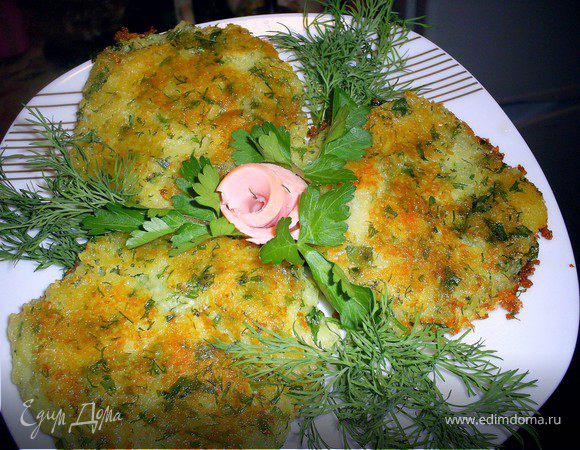 Картофельные лепешки с сыром и зеленью Картофельные лепешки с сыром и зеленью