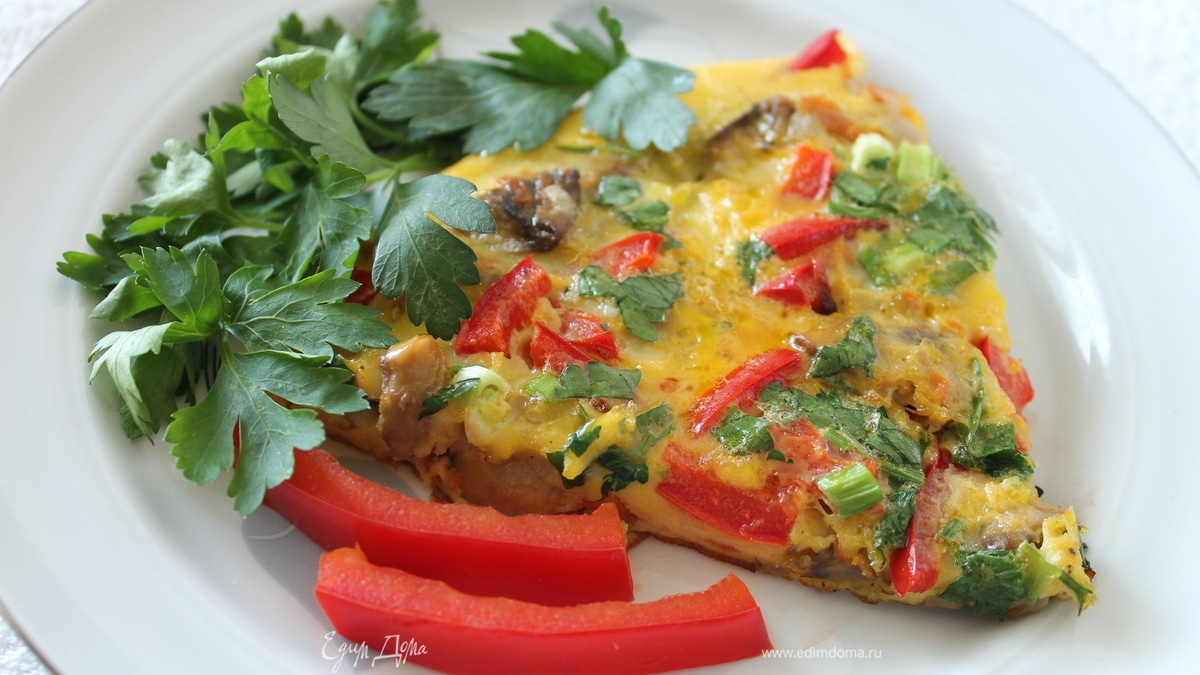 Омлет с грибами и болгарским перцем