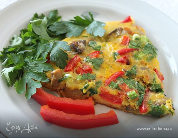 Омлет с грибами и болгарским перцем Омлет с грибами и болгарским перцем