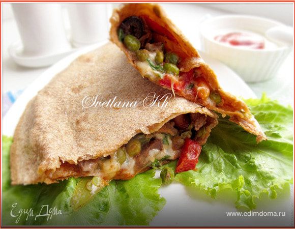 Говядина по-карибски в тортилье из муки грубого помола