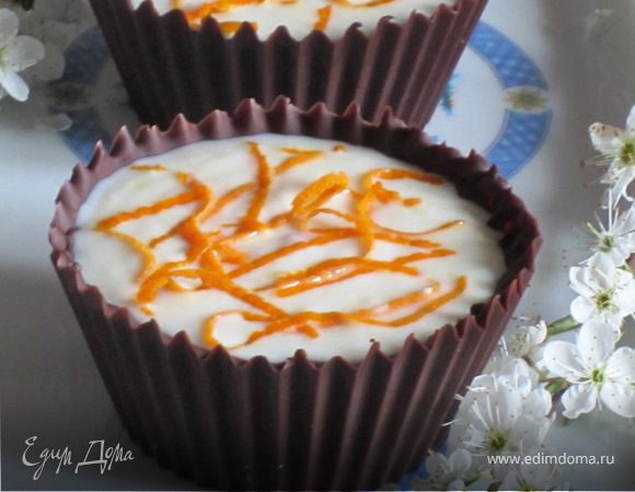 Шоколадные корзиночки с творожным кремом