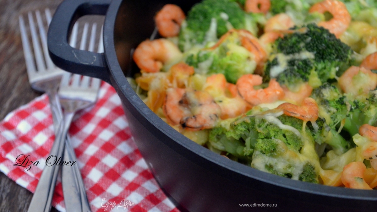 Тимбалло с креветками и брокколи