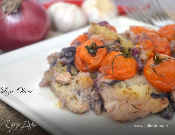 Рыба, запеченная с ароматными овощами Рыба, запеченная с ароматными овощами