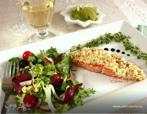 "Слоеный" лосось  и  супербыстрый десерт