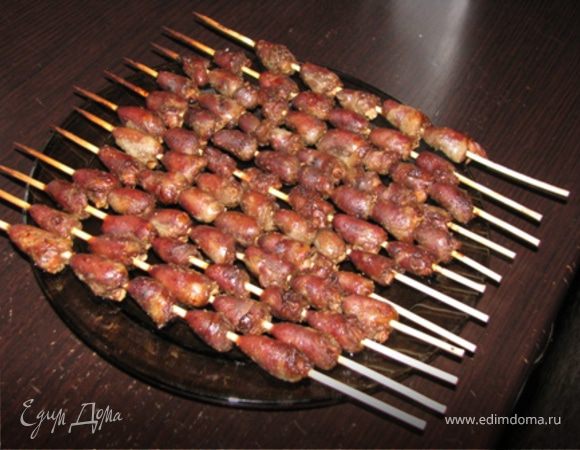 Куриные сердечки на шпажках в соусе ТЕРИЯКИ