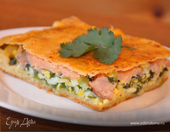 Пирог с семгой и тонким творожным тестом Пирог с семгой и тонким творожным тестом