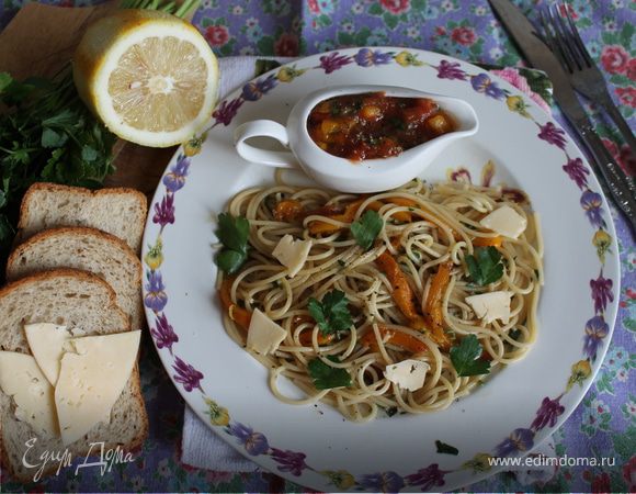 Спагетти "весенние" с овощами Спагетти "весенние" с овощами