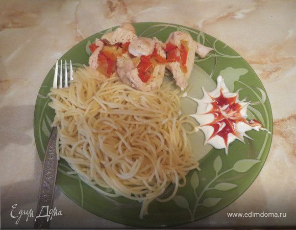 Куриные кармашки  с начинкой из ананасов и сладкого перца