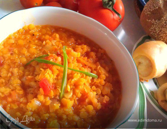 Густой суп из красной чечевицы Густой суп из красной чечевицы