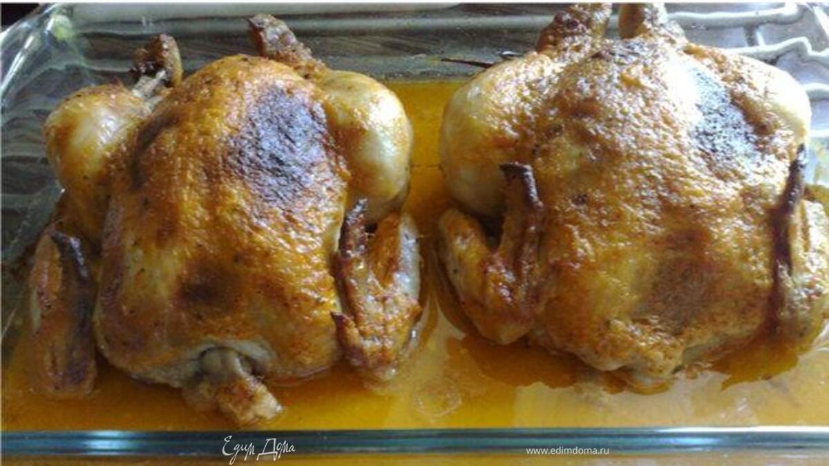 Цыплята, фаршированные сухарями и зеленью