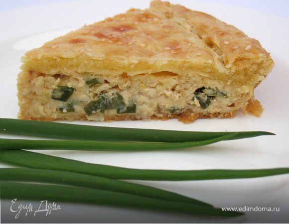 Пирог с луком и плавленными сырками