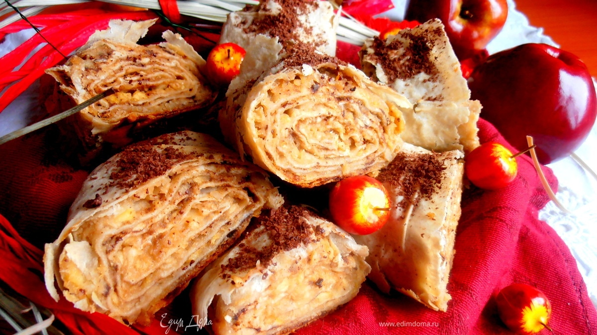 Быстрый яблочный штрудель с домашней арахисовой пастой для tatyana