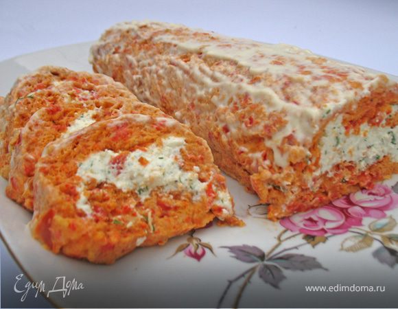 Рулет из болгарского перца с творогом и зеленью Рулет из болгарского перца с творогом и зеленью