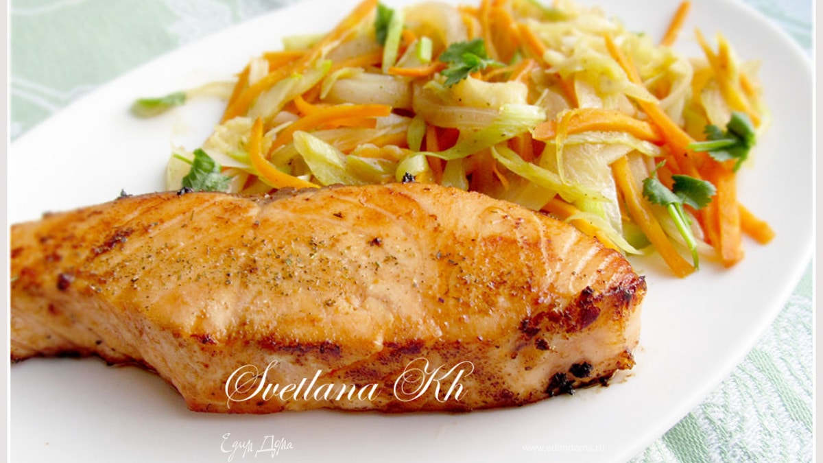 Семга по-китайски с гарниром из овощей