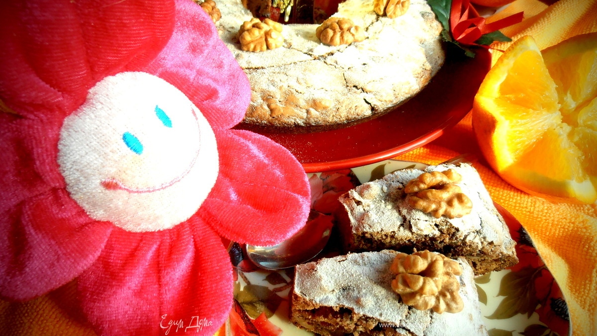 Орехово-шоколадный кекс с цукатами из "сметанного яблока" (guyabano)