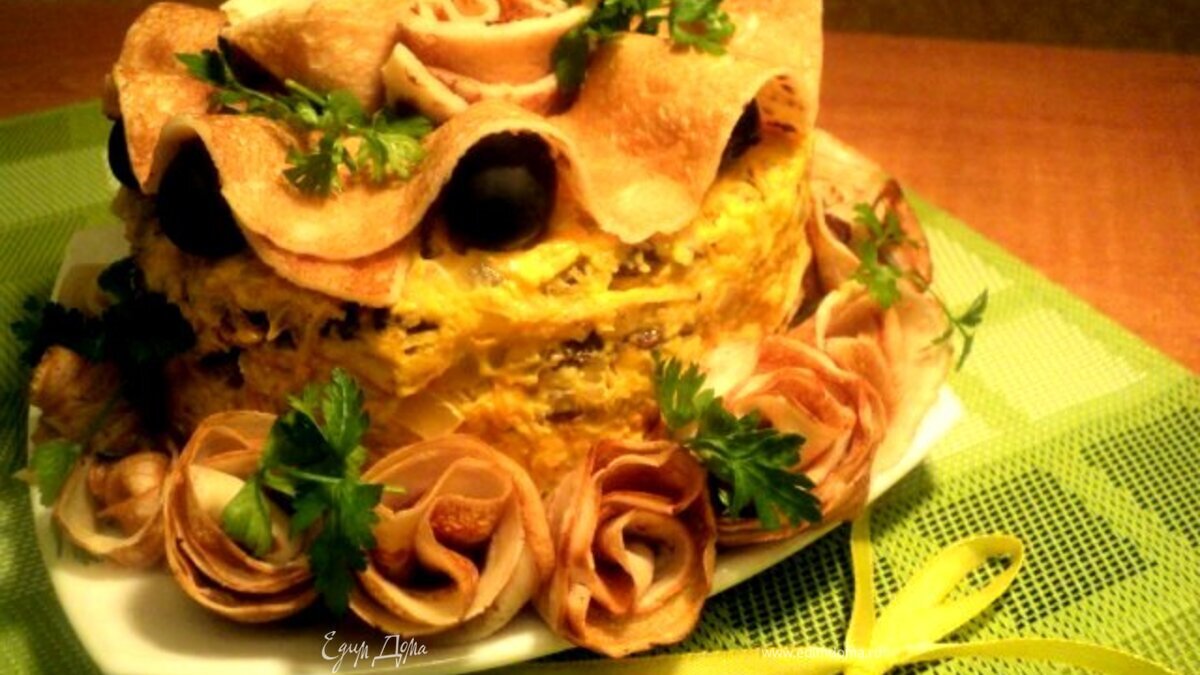 Закусочный блинно-печеночный торт