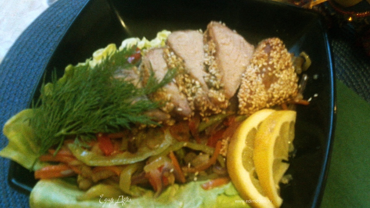 Телятина с овощами жульен