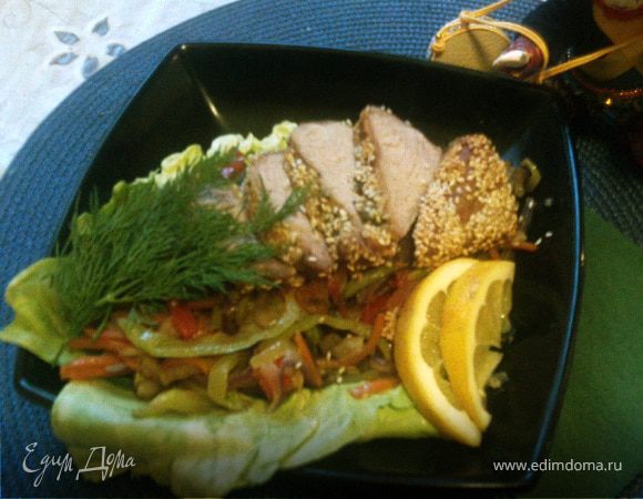 Телятина с овощами жульен Телятина с овощами жульен