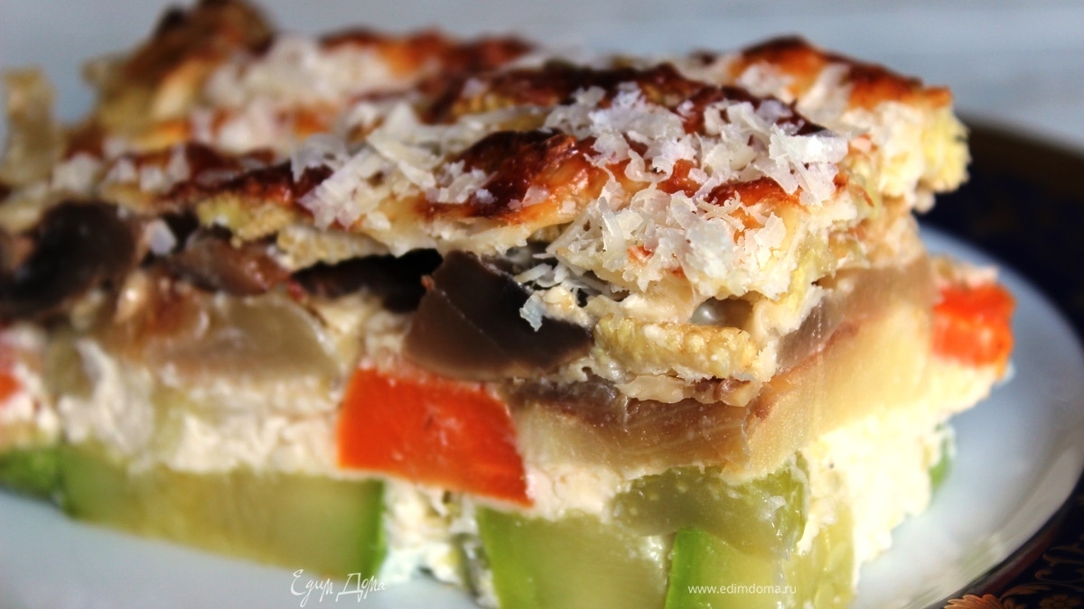 Соте-запеканка из овощей с грибами