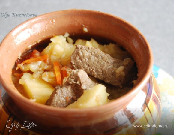 Говяжья печень в горшочке