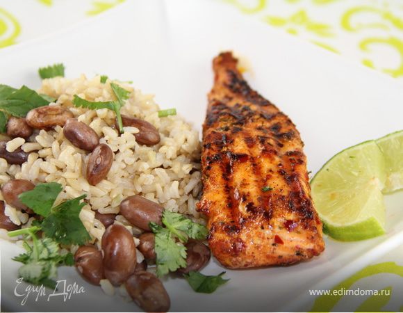 Лосось по-креольски с фасолью и рисом Лосось по-креольски с фасолью и рисом