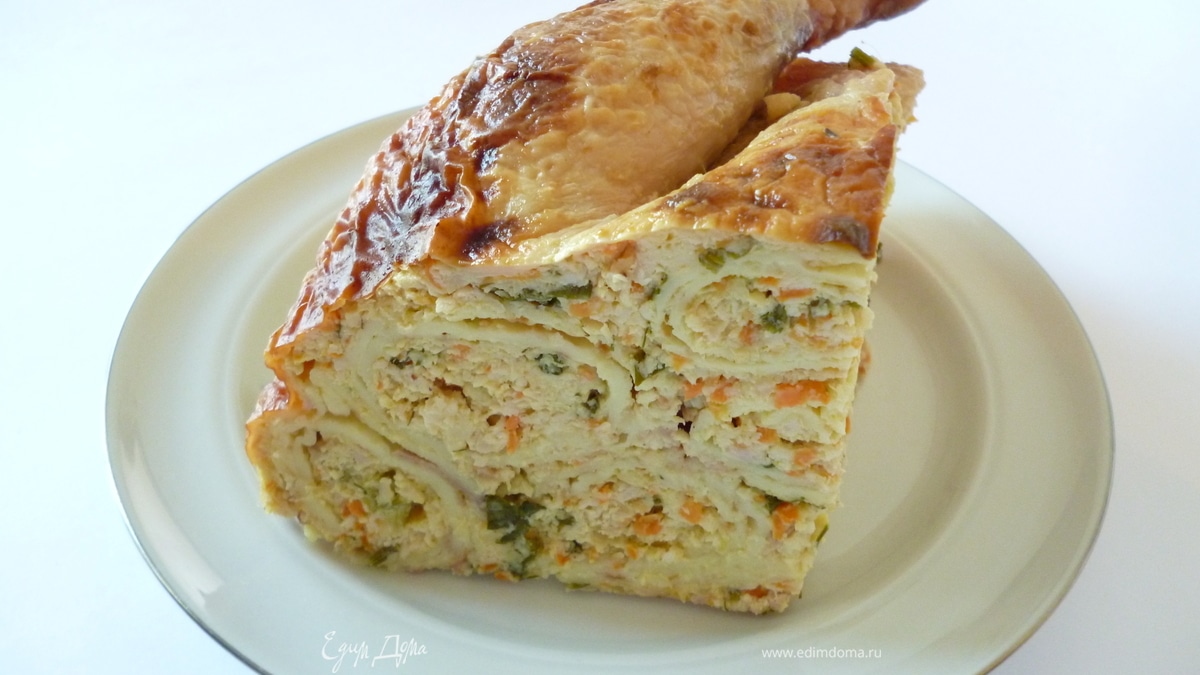 Курица, фаршированная блинами