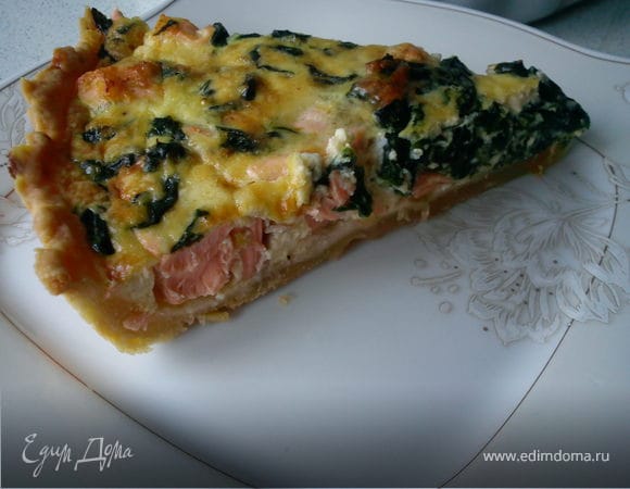 Киш с семгой и шпинатом Киш с семгой и шпинатом