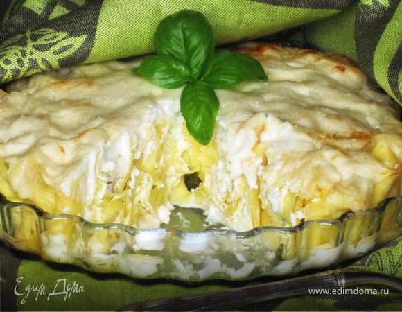 Розочки с рикоттой и базиликом под соусом бешамель Розочки с рикоттой и базиликом под соусом бешамель