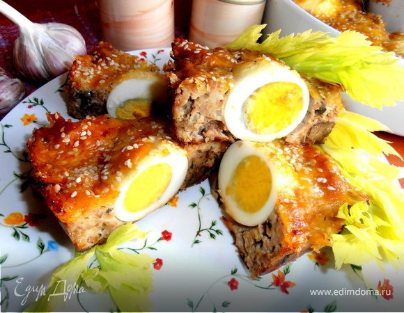 Воскресное мясное кольцо с печенью и грибами Воскресное мясное кольцо с печенью и грибами