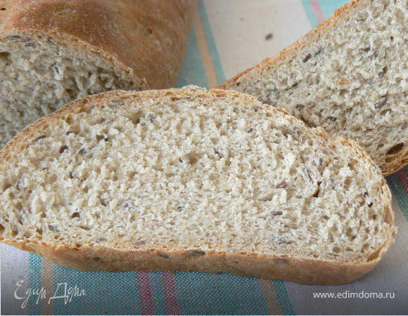 Батон с льняными семенами на закваске Батон с льняными семенами на закваске