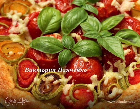 Пирог-перевертыш с овощными рулетиками