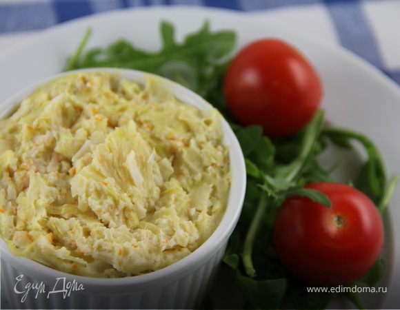 Флан из лука-порея с крабовыми палочками Флан из лука-порея с крабовыми палочками