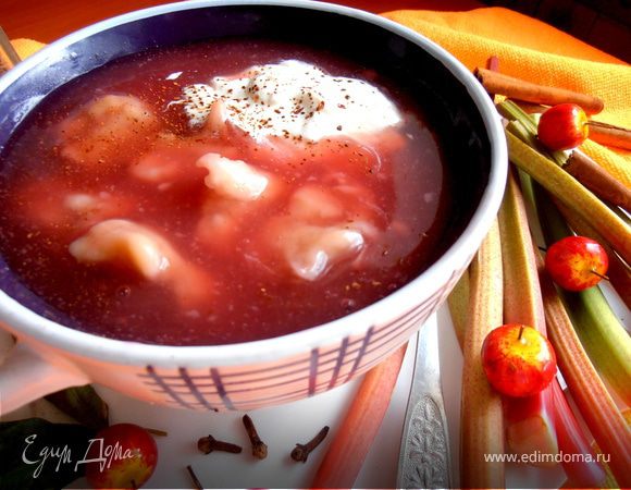 Сладкий супчик из ревеня с клецками ("Вкус лета") Сладкий супчик из ревеня с клецками ("Вкус лета")