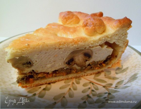 Пирог с курицей и шампиньонами (без яиц) Пирог с курицей и шампиньонами (без яиц)