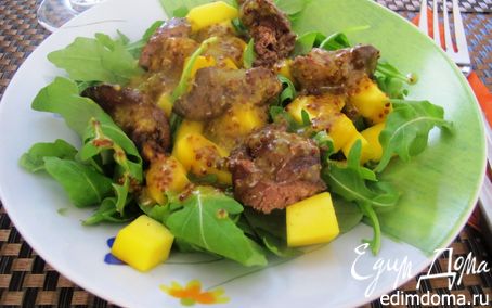 Рецепт Кисло-сладкий салат с куриной печенью