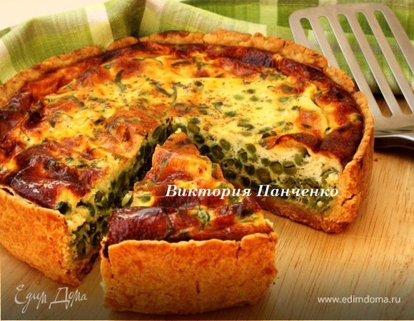 Киш с зеленым горошком, творогом и мятой Киш с зеленым горошком, творогом и мятой