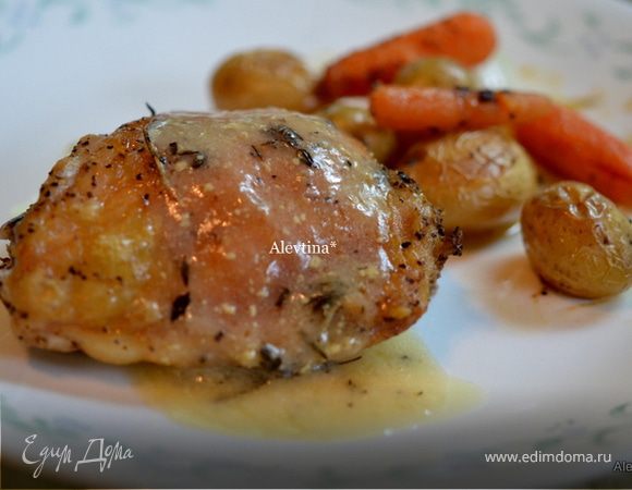 Курица с овощами в горчично-винном соусе