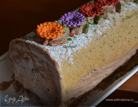 Рулет с пеканом и шоколадной начинкой Рулет с пеканом и шоколадной начинкой