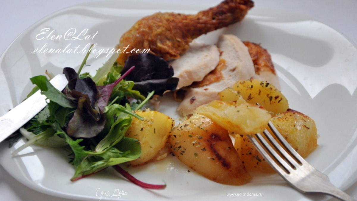 Курочка с картошечкой, запеченная с лимоном