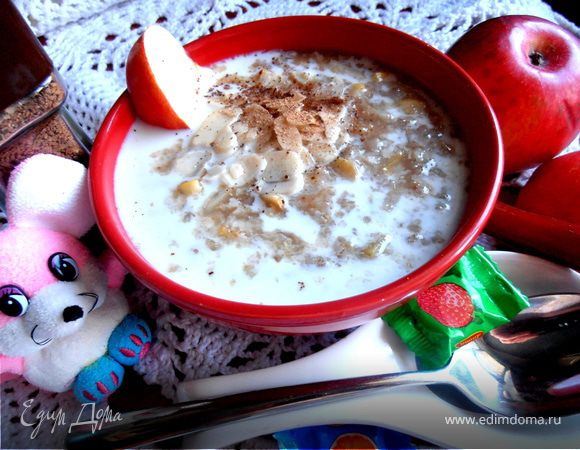 Летний суп из 4-х злаков с яблоками и ревенем ("Холодные супы")