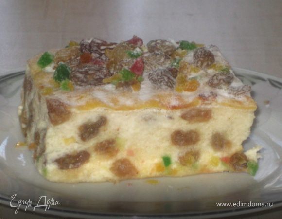 Творожная запеканка с яблоком и изюмом