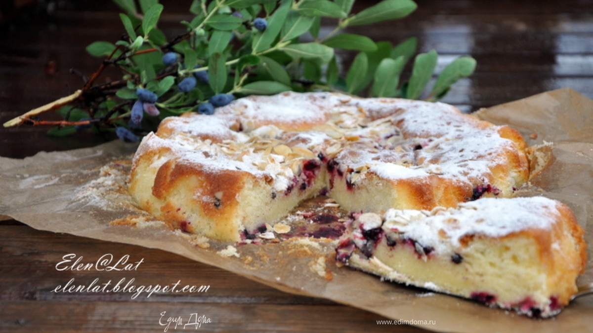 Нежный бисквит с жимолостью или любой другой ягодкой