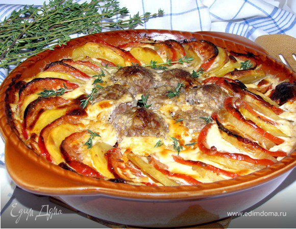 Овощная запеканка с тефтельками