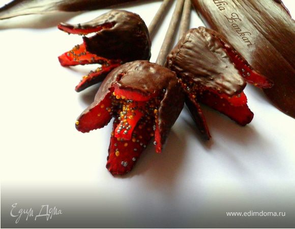 Клубничные цветы, или клубника в шоколаде