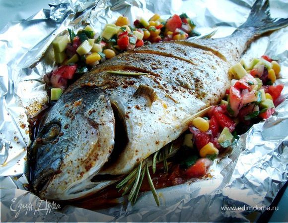 Дорада с клубничной сальсой Дорада с клубничной сальсой