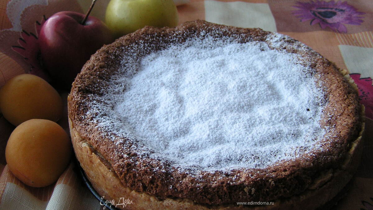 Бисквитно-песочный пирог с малиной